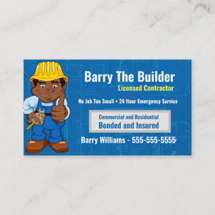 Contractor Cartoon African American Business Card