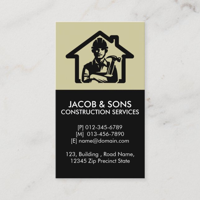 Contractor Construction House Repairs Business Card (Front)