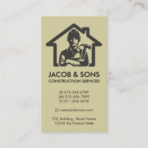 Contractor Construction House Repairs Business Card