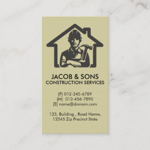 Contractor Construction House Repairs Business Card