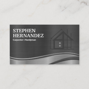 Contractor Grey Metallic Blue Print Business Card