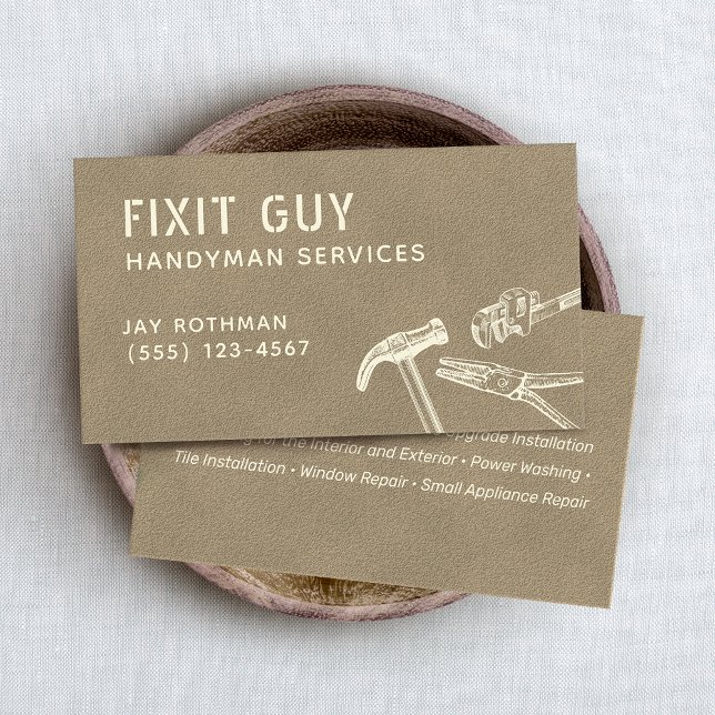 Contractor Handyman Hammer Wrench Pliers   Business Card (Creator Uploaded)