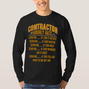 Contractor Hourly Rate Price Chart  Labour Handyma T-Shirt