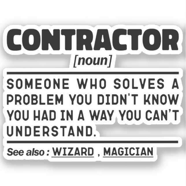 Contractor Noun Cool House Builder Present Idea (Front)