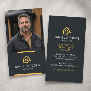 Contractor Photo Black and Gold Business Card