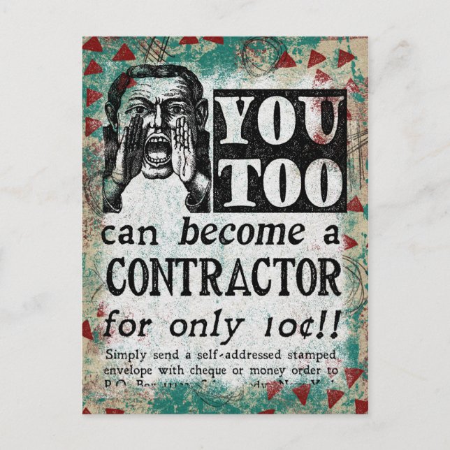 Contractor Postcard - Funny Vintage Retro (Front)
