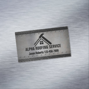Contractor Roof Repair Construction Roofing Roofer Magnetic Business Card