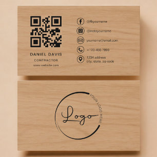 Contractor Wood Professional QR Code Business Card