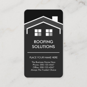 Contractor's Grey Home Roof Motif Business Card