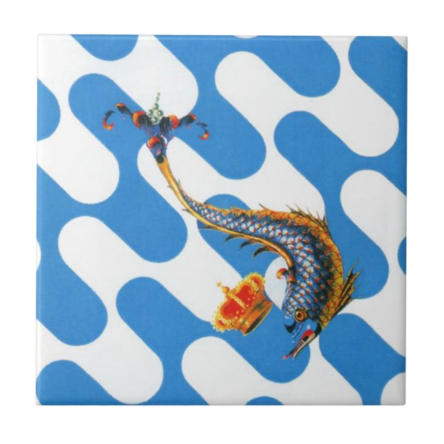 Contrada Capitana dell' Onda (Wave) Palio Ceramic Tile (Front)