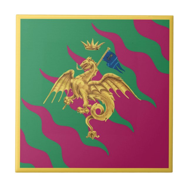 Contrada del Drago (Dragon) Palio di Siena Ceramic Tile (Front)