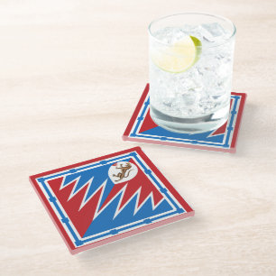 Contrada della Pantera (Panther) Palio di Siena Glass Coaster