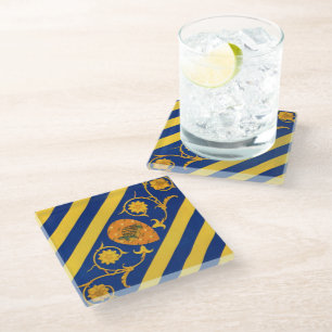 Contrada della Tartuca (Tortoise) Palio di Siena Glass Coaster