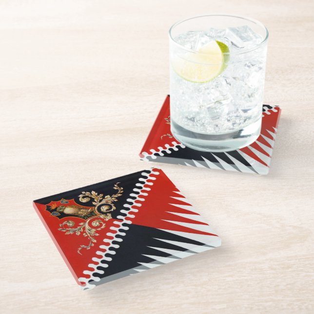 Contrada Priora della Civetta (Owl) Palio di Siena Glass Coaster (Angled)