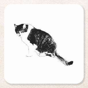 Contrast Cat Ink Coaster Sets a Bold Mood