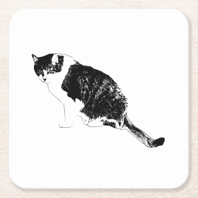 Contrast Cat Ink Coaster Sets a Bold Mood (Front)