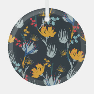 Contrast Floral Brush: Black Seamless Glass Tree Decoration