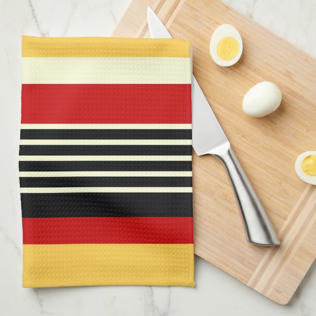 Contrast Yellow With Red Tea Towel (Quarter Fold)