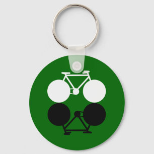 contrasting bicycles graphic key ring