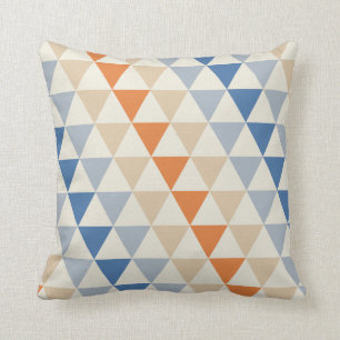 Contrasting Blue Orange And White Triangle Pattern Cushion