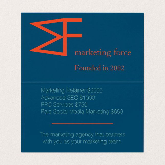 Contrasting Colours Professional Business Card (Inside Unfolded)