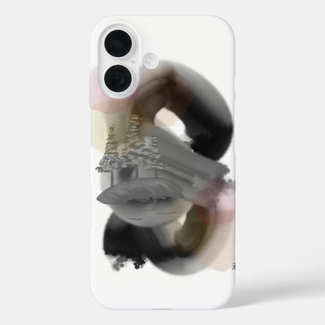 Contrasting Minimal Abstract Art iPhone 16 Case (Back)