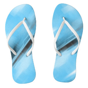 Contrasting Turquoise and Black Vanishing Shapes Thongs