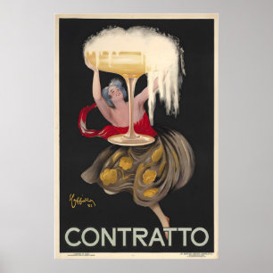 Contratto Champagne Vintage Alcohol Advertising Poster