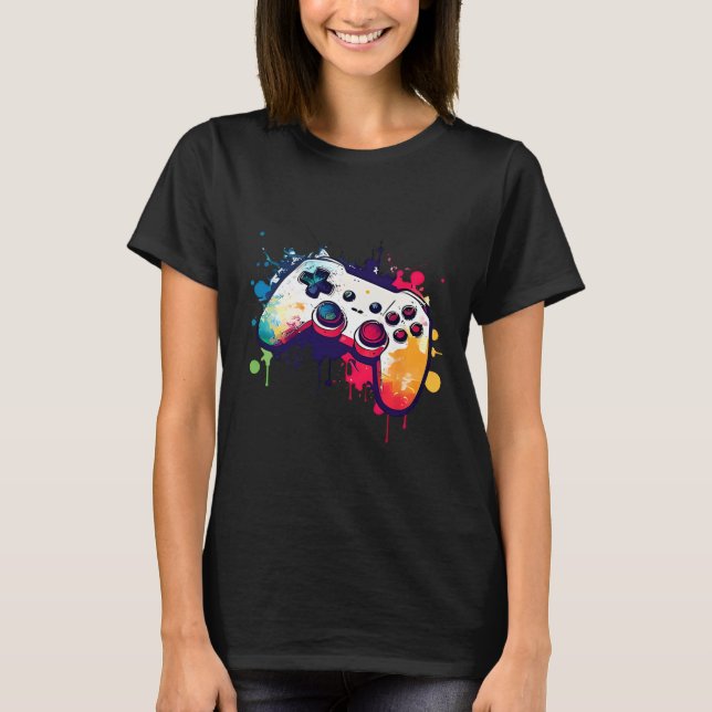 Control All The Things Video Game Controller Gamer T-Shirt (Front)