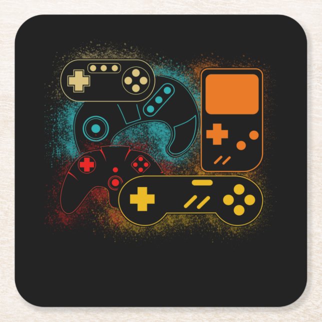 Control all the Things Video Game Controller Square Paper Coaster (Front)