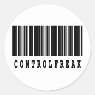 control freak barcode design classic round sticker