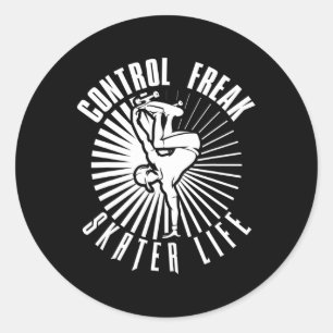Control Freak Skater Life Skateboarding Classic Round Sticker
