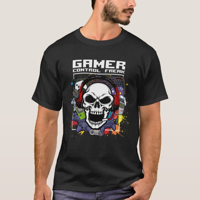 Control Freak Video Game Controller Console Comput T-Shirt (Front)