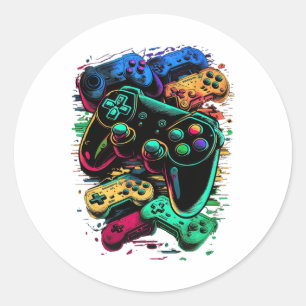 Control Gamer Video Game Controller 1  Classic Round Sticker