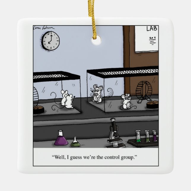 Control Group Lab Mice Cartoon Ceramic Ornament (Front)