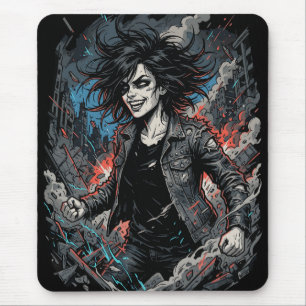 Controlled Chaos Punk Girl   Urban Grunge Rebel Ar Mouse Pad