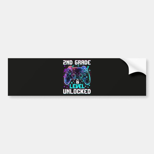 Controller 2nd Grade Level Unlocked First Day  Bumper Sticker (Front)
