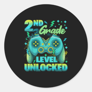 Controller 2nd Grade Level Unlocked First Day Of S Classic Round Sticker