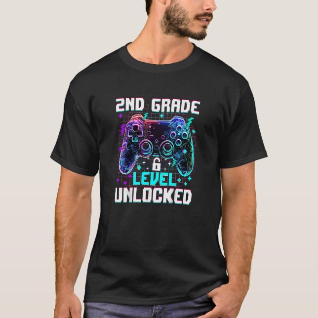 Controller 2nd Grade Level Unlocked First Day  T-Shirt (Front)