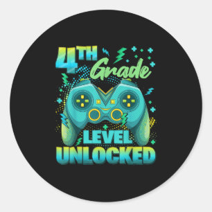 Controller 4th Grade Level Unlocked First Day Of S Classic Round Sticker