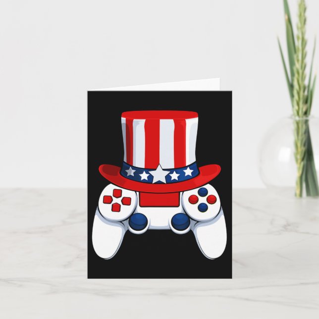 Controller American Hat 4th Of July Usa  Card (Front)