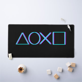 Controller Buttons Neon Glitch Art Gamer Desk Mat