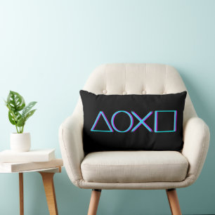 Controller Buttons Neon Glitch Art Gamer Lumbar Cushion