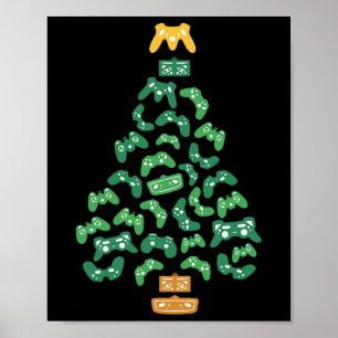 Controller Christmas Tree Pajama Cool Xmas Gaming  Poster