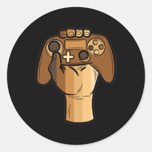 Controller Fist Black History Blm Gaming Gamer 1 Classic Round Sticker