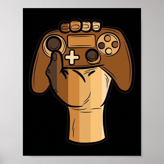 Controller Fist Black History Blm Gaming Gamer 1  Poster (Front)