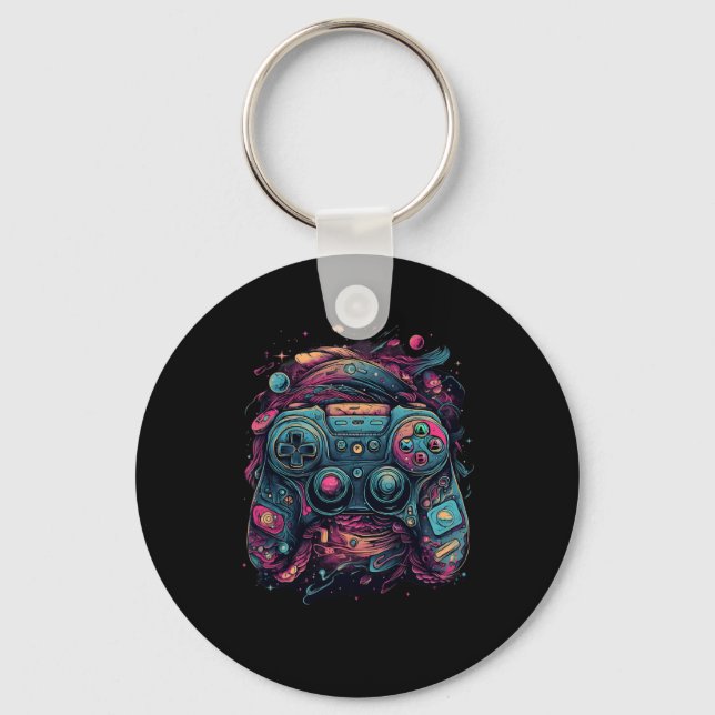 Controller Gaming Rave Gamer Nerd Abstract Pc Game Key Ring (Front)