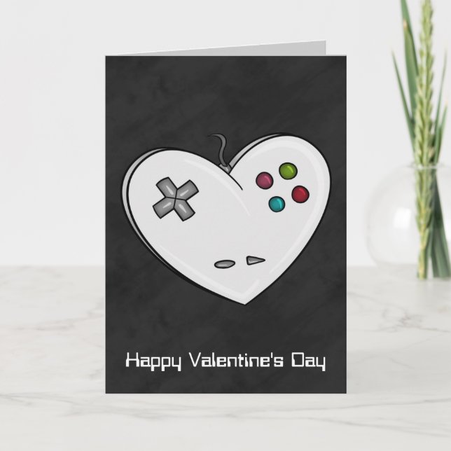 Controller Heart Gamer Valentine Holiday Card (Front)
