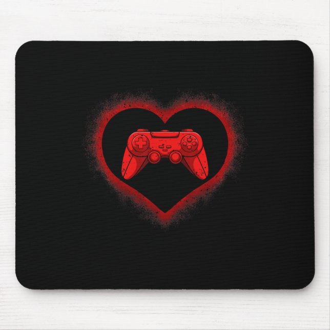 Controller Heart Valentines Day Cool Gaming Gamer  Mouse Pad (Front)