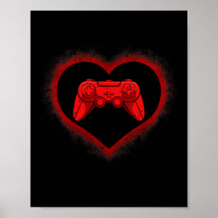Controller Heart Valentines Day Cool Gaming Gamer  Poster